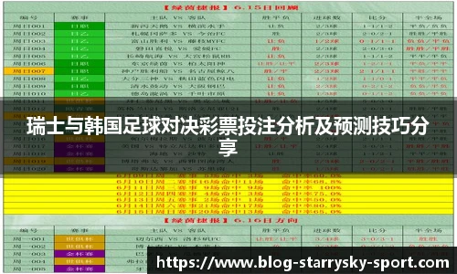 瑞士与韩国足球对决彩票投注分析及预测技巧分享